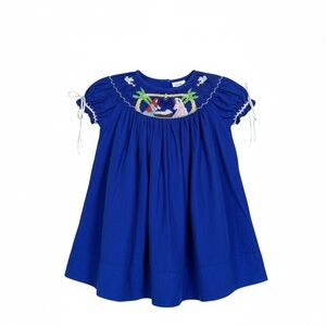 Classic Whimsy Baby Girls Royal Blue‎ Corduroy Smocked Nativity Scene Dress 9M